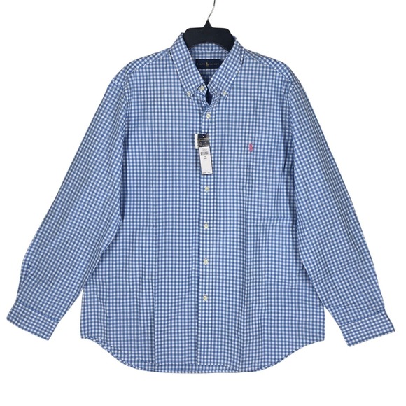 Ralph Lauren Button Down Shirt Mens XL Gingham Check Light Blue White LS NWT $89 - Picture 5 of 12